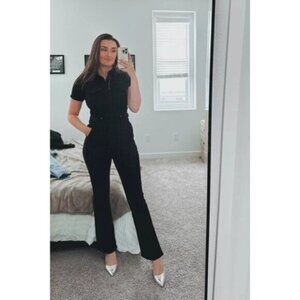 GOOD AMERICAN Fit for Success Bootcut Jumpsuit in Black099 Size Medium